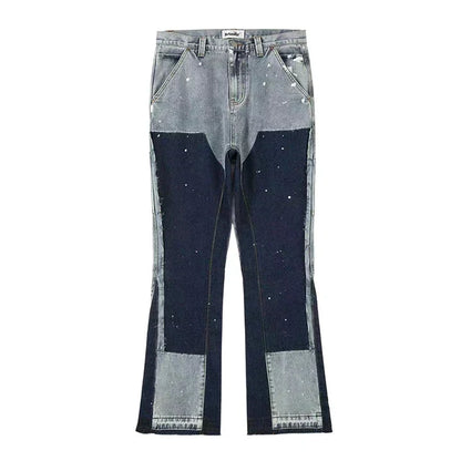 Herre Blussede Jeans Streetwear Denim med Patchwork Design 3