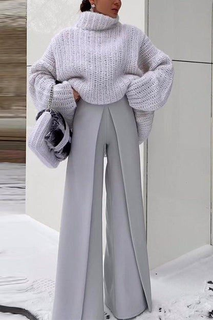 Striktrøjer Damer Rullekrave med Drop Shoulder Casual Stil 2