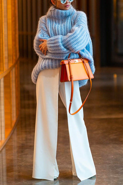Striktrøjer Damer Rullekrave med Drop Shoulder Casual Stil 3