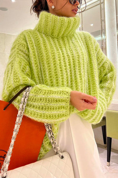 Striktrøjer Damer Rullekrave med Drop Shoulder Casual Stil 4