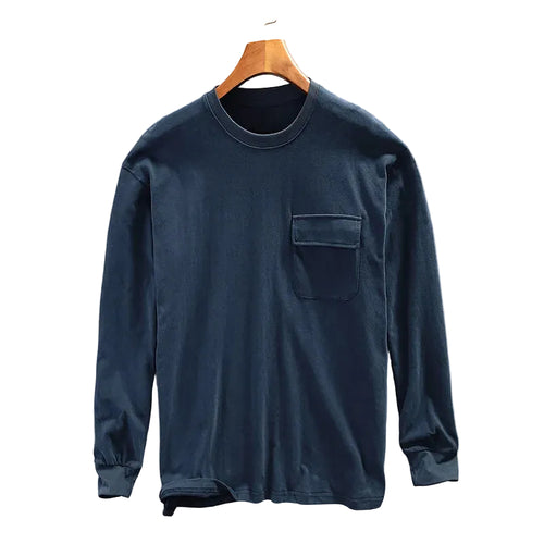 Sweatshirt Mænd med Brystlomme - O-Hals og Afslappet Pasform 0