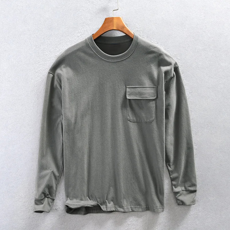 Sweatshirt Mænd med Brystlomme - O-Hals og Afslappet Pasform 1