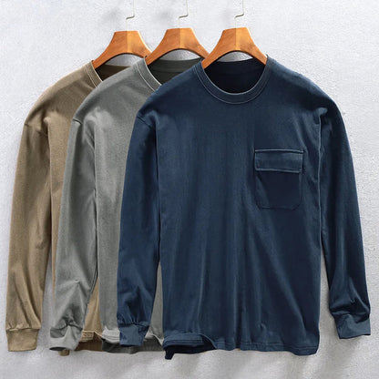 Sweatshirt Mænd med Brystlomme - O-Hals og Afslappet Pasform 3