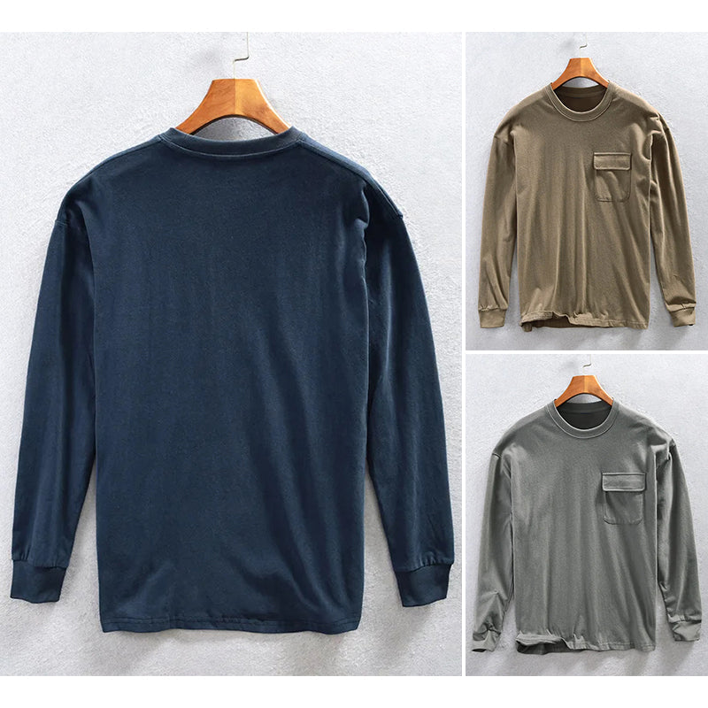 Sweatshirt Mænd med Brystlomme - O-Hals og Afslappet Pasform 6