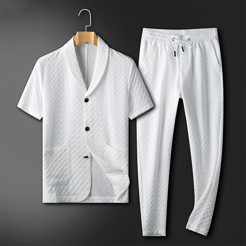 Herre To-delt Kostume Geometrisk Design