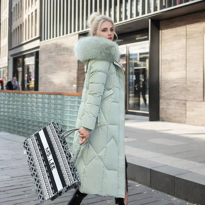 Uldfrakke Dame Med Stilfuldt Design Og Imitation Pels Detaljer 6