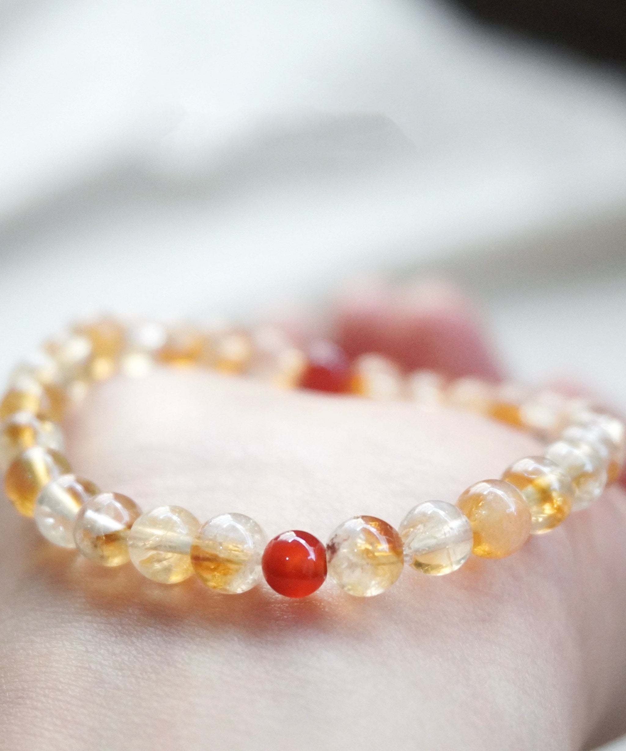 Unisex Armbånd med Naturligt Gult Krystal Design 4