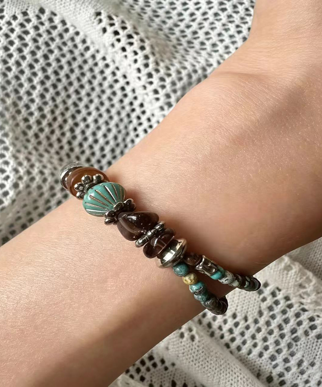 Unisex Armbåndsæt Flerfarvet Glasperledesign Tre Dele 2