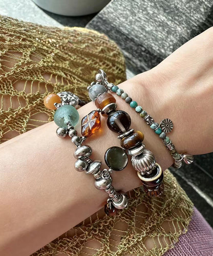 Unisex Armbåndsæt Flerfarvet Glasperledesign Tre Dele 4