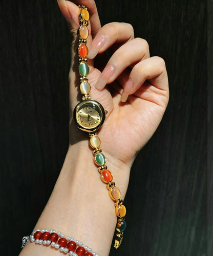 Unisex Armbåndsur med Farverige Sten og Kobberlook 1