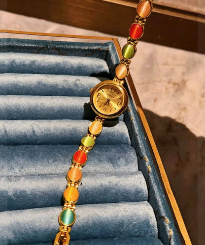 Unisex Armbåndsur med Farverige Sten og Kobberlook 3