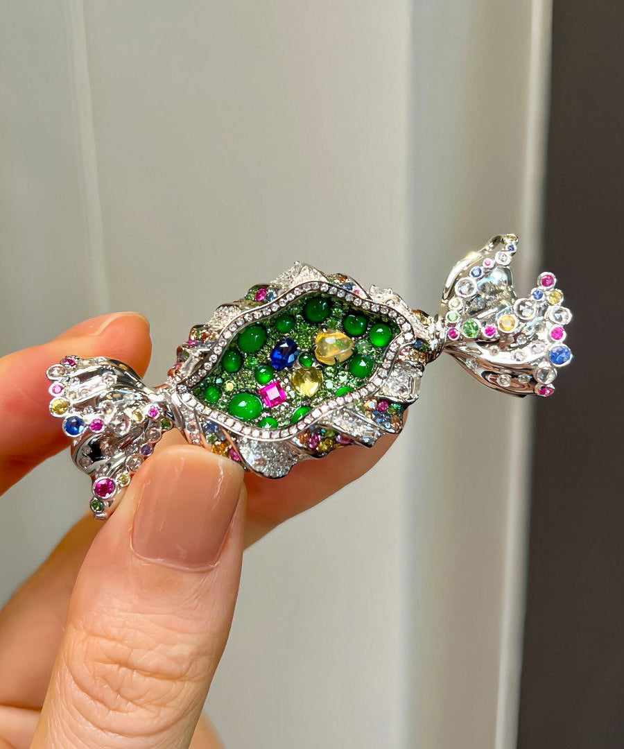 Unisex Broche med Grønne Legeret Zirkon Detaljer 1