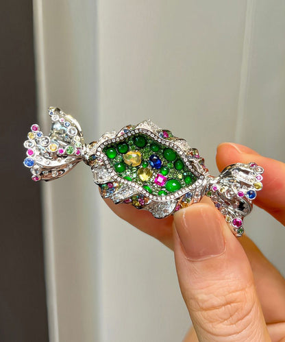 Unisex Broche med Grønne Legeret Zirkon Detaljer 3