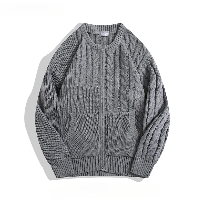 Unisex Cardigan Med Lynlås Og Dobbeltlommer 0