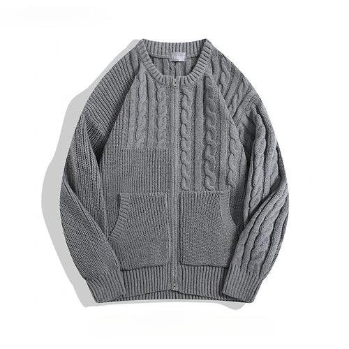 Unisex Cardigan Med Lynlås Og Dobbeltlommer 0