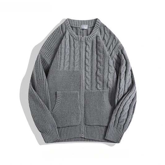 Unisex Cardigan Med Lynlås Og Dobbeltlommer 0