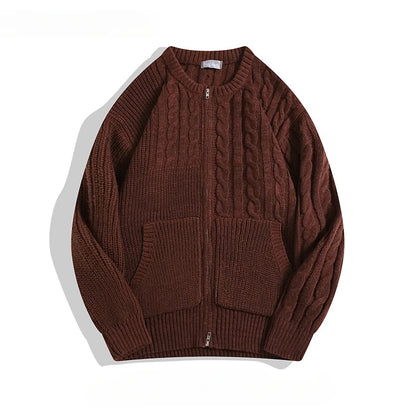 Unisex Cardigan Med Lynlås Og Dobbeltlommer 2