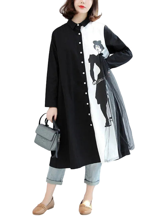 Unisex Cardigan Oversize Langærmet Casual Patchwork 0