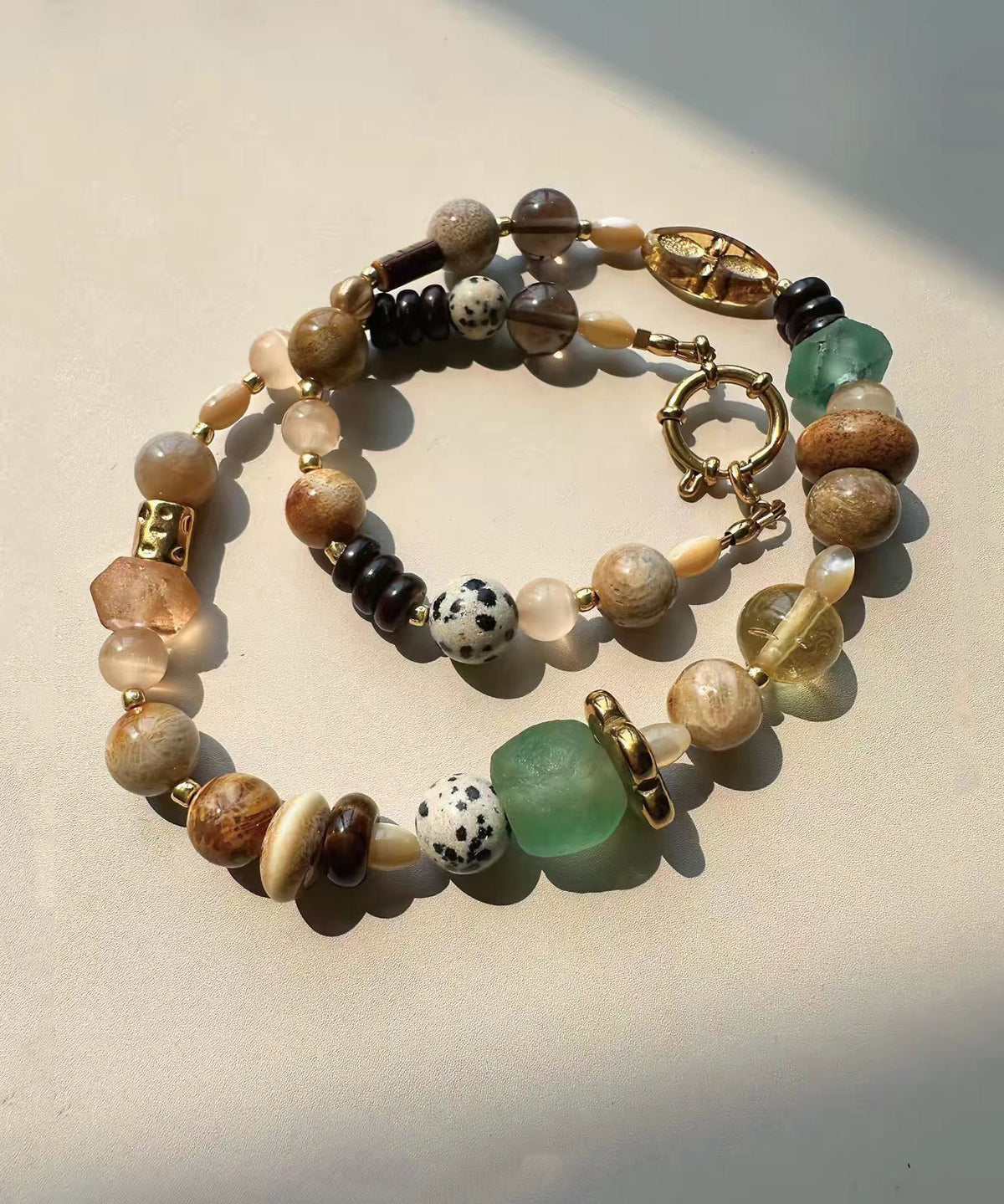 Unisex Choker Halskæde Boho Stil Med Farverige Natursten 1
