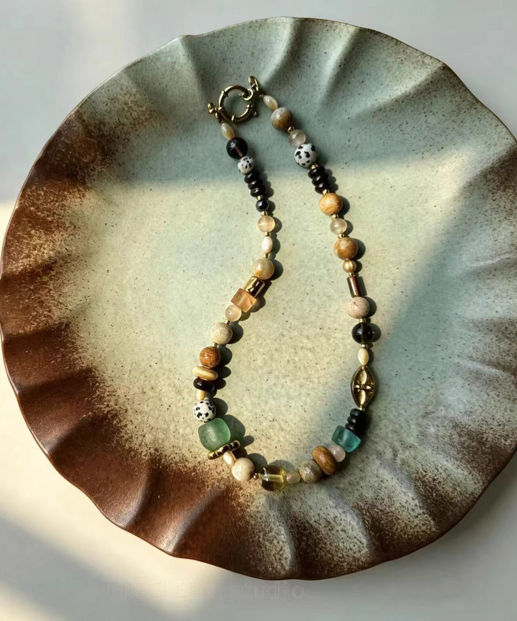 Unisex Choker Halskæde Boho Stil Med Farverige Natursten 3