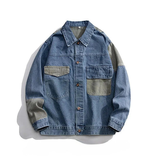 Unisex Denimjakke Geometrisk Design Boxy Trucker Style 0