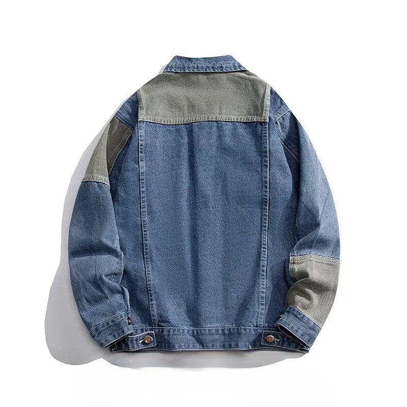 Unisex Denimjakke Geometrisk Design Boxy Trucker Style 1