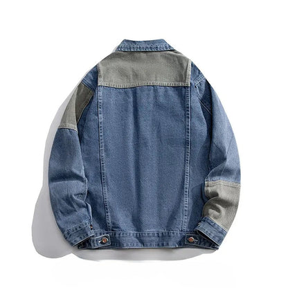 Unisex Denimjakke Geometrisk Design Boxy Trucker Style 1