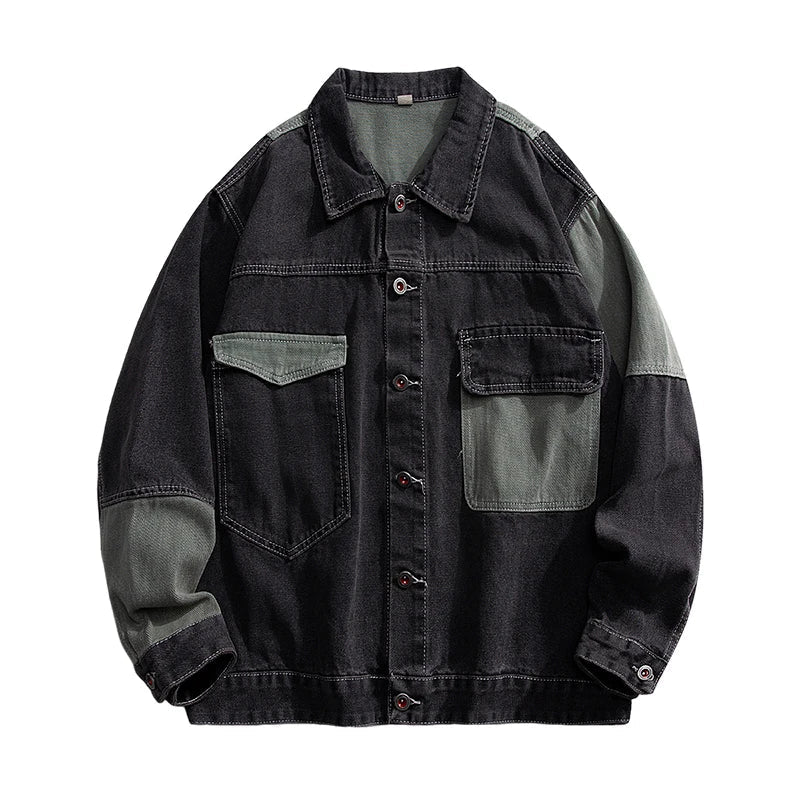 Unisex Denimjakke Geometrisk Design Boxy Trucker Style 2