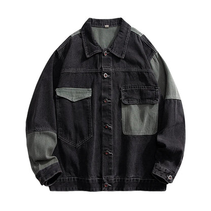 Unisex Denimjakke Geometrisk Design Boxy Trucker Style 2