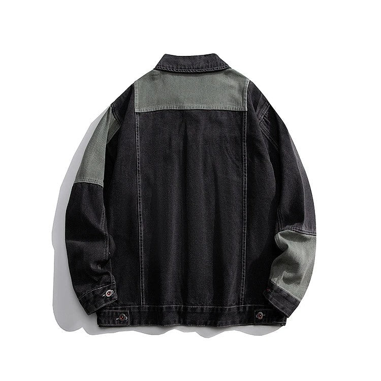 Unisex Denimjakke Geometrisk Design Boxy Trucker Style 3