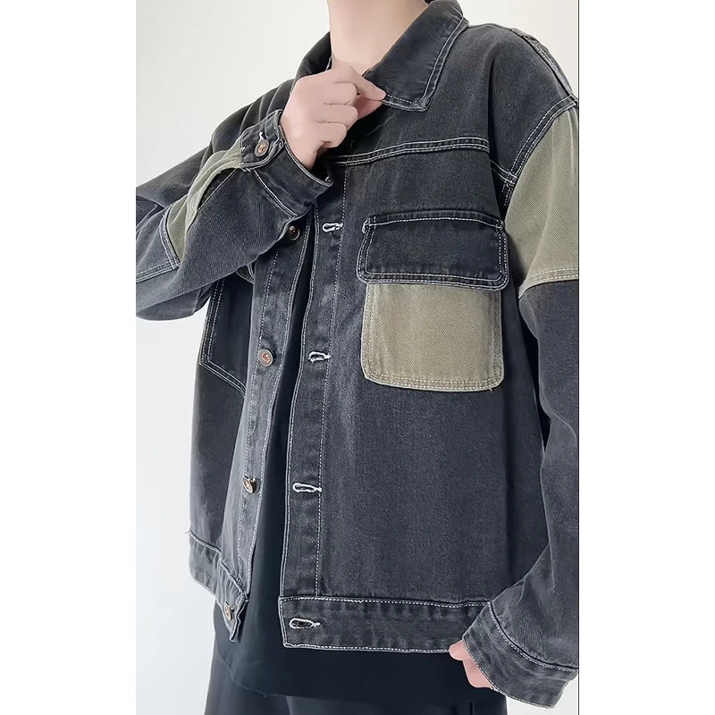 Unisex Denimjakke Geometrisk Design Boxy Trucker Style 6