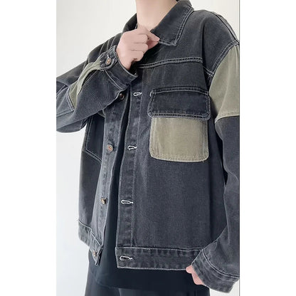 Unisex Denimjakke Geometrisk Design Boxy Trucker Style 6