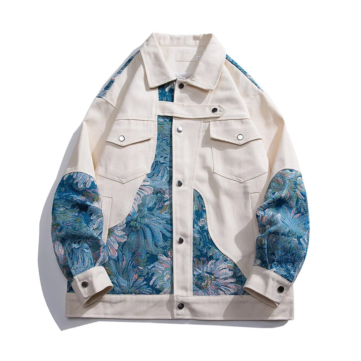 Unisex Denimjakke med Blomsterpaneler 1