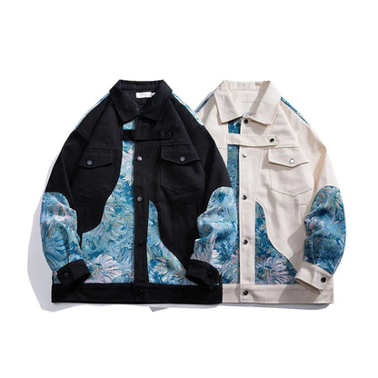 Unisex Denimjakke med Blomsterpaneler 2