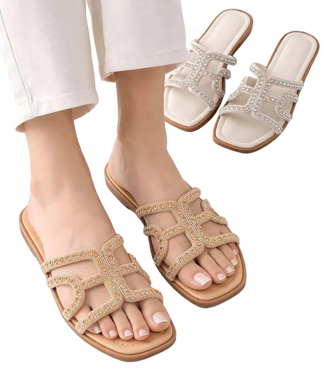Unisex Flip Flops med Rhinestone Detaljer 0