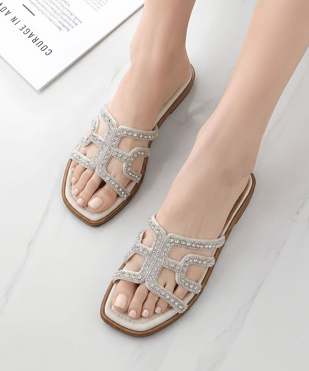 Unisex Flip Flops med Rhinestone Detaljer 1
