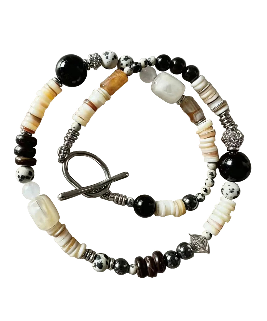 Unisex Halskæde Boho Stil med Naturlige Sten og Kokosskal Perler 0