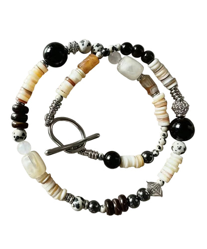 Unisex Halskæde Boho Stil med Naturlige Sten og Kokosskal Perler 0