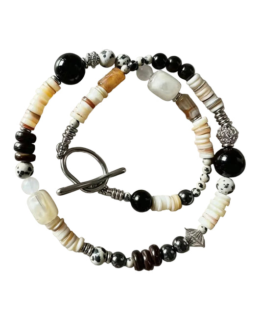 Unisex Halskæde Boho Stil med Naturlige Sten og Kokosskal Perler 0