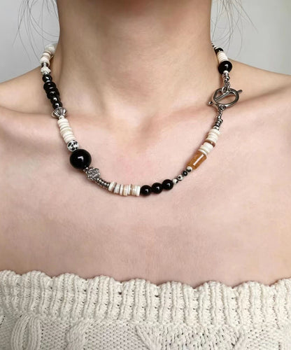 Unisex Halskæde Boho Stil med Naturlige Sten og Kokosskal Perler 1