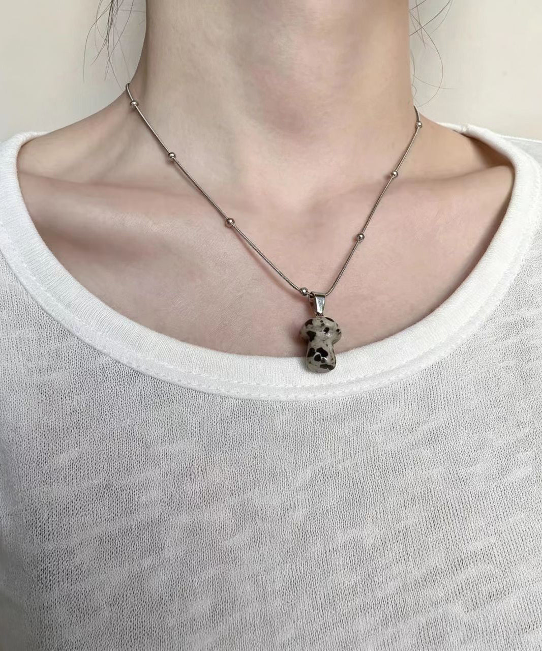 Unisex Halskæde med Natursten Vedhæng Simpel Stil 3
