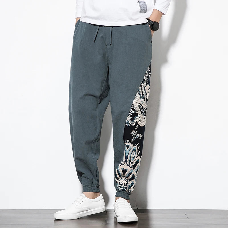 Unisex Harem Bukser Med Japansk Dragekunst Stil 2