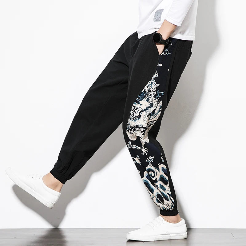 Unisex Harem Bukser Med Japansk Dragekunst Stil 5