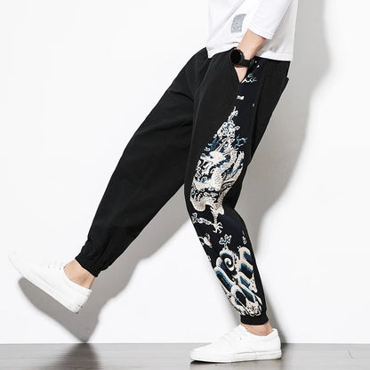 Unisex Harem Bukser Med Japansk Dragekunst Stil 5
