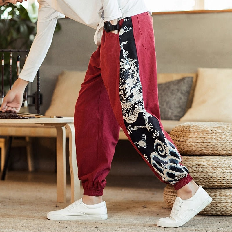 Unisex Harem Bukser Med Japansk Dragekunst Stil 7