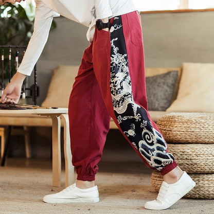 Unisex Harem Bukser Med Japansk Dragekunst Stil 7