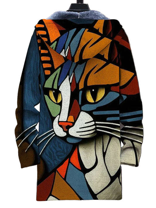 Unisex Hoodie Med Farverig Kunstprint Fleece Dyb Hætte 0