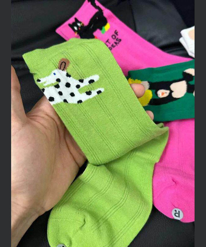 Unisex Mellemlægsstrømper Koreansk Stil Tegneserie 4
