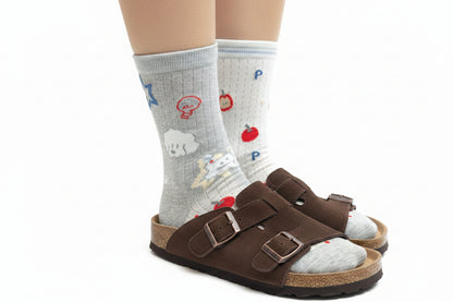 Unisex Mid Calf Sokker Jacquard Design 0