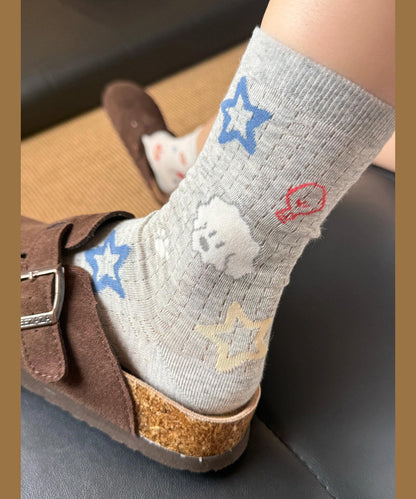 Unisex Mid Calf Sokker Jacquard Design 2